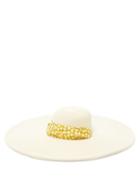 Matchesfashion.com Avenue The Label - Azzurra Floral-print Ribbon-trimmed Straw Hat - Womens - Yellow White