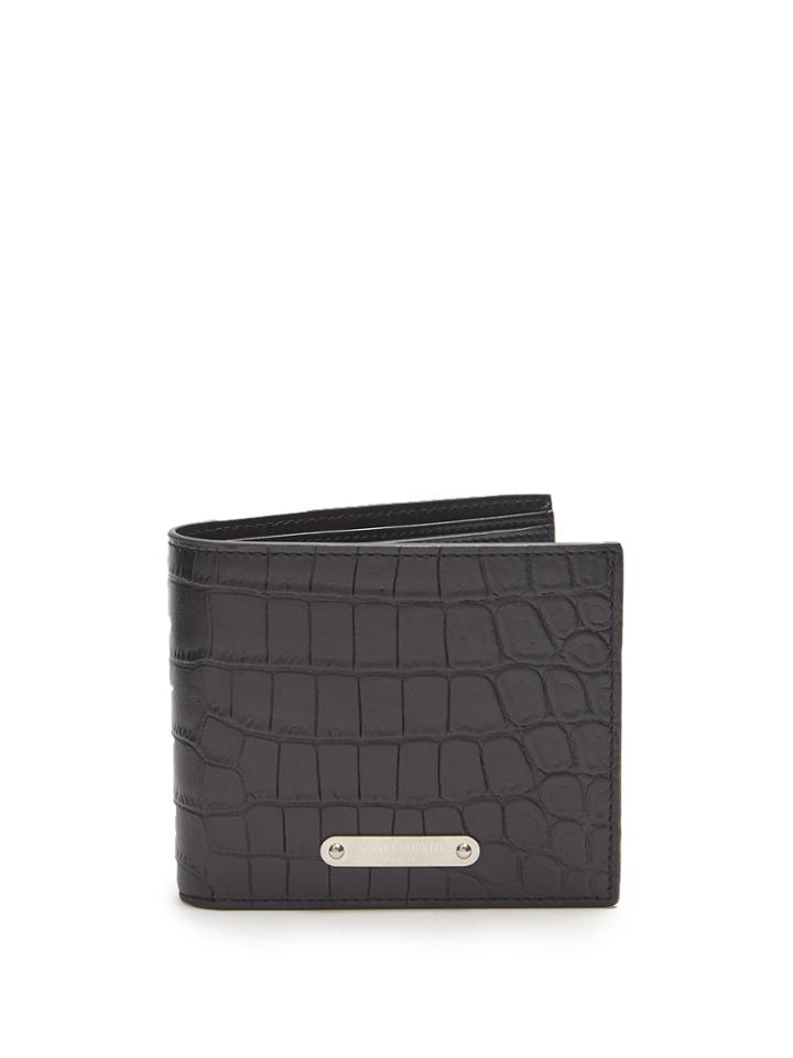 Saint Laurent Logo-plaque Crocodile-effect Leather Wallet