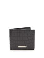 Saint Laurent Logo-plaque Crocodile-effect Leather Wallet