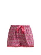 Matchesfashion.com Figue - Maja Geometric Print Cotton Shorts - Womens - Pink