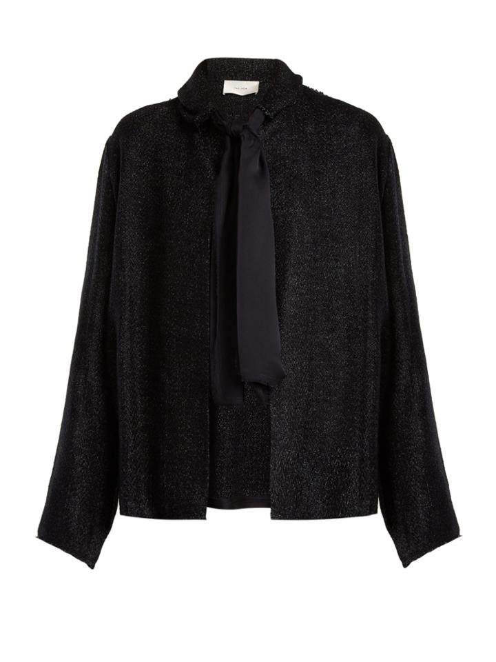The Row Connie Tie-neck Tweed Jacket