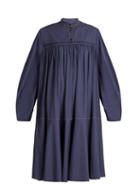 Matchesfashion.com Roksanda - Soraya Gathered Cotton Sateen Dress - Womens - Blue