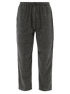 Harago - Drawstring Cotton-khadi Straight-leg Trousers - Mens - Black Multi