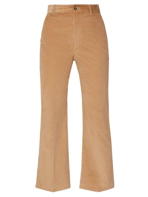 Matchesfashion.com Altuzarra - Adler Kick Flare Corduroy Cropped Trousers - Womens - Brown