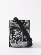 Balenciaga - Explorer Graffiti-print Leather Pouch - Mens - Black