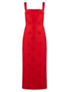 Valentino Daisy-appliqu Sleeveless Crepe Midi Dress