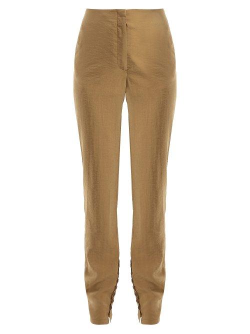 Matchesfashion.com Lemaire - Silk Blend Buttoned Cuff Trousers - Womens - Tan
