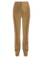Matchesfashion.com Lemaire - Silk Blend Buttoned Cuff Trousers - Womens - Tan