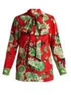 Matchesfashion.com Gucci - Botanic Print Silk Blouse - Womens - Red Multi