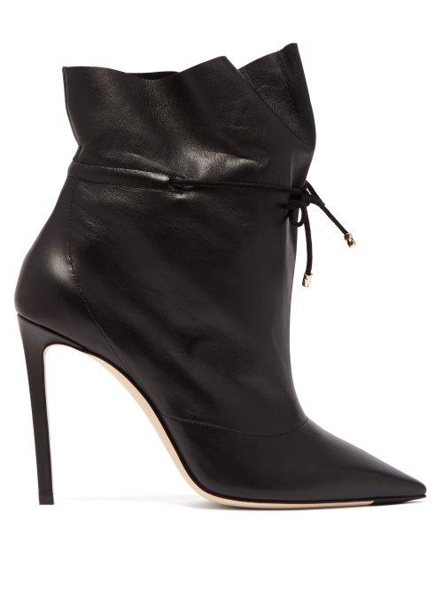 Matchesfashion.com Jimmy Choo - Stitch 100 Drawstring Leather Ankle Boots - Womens - Black