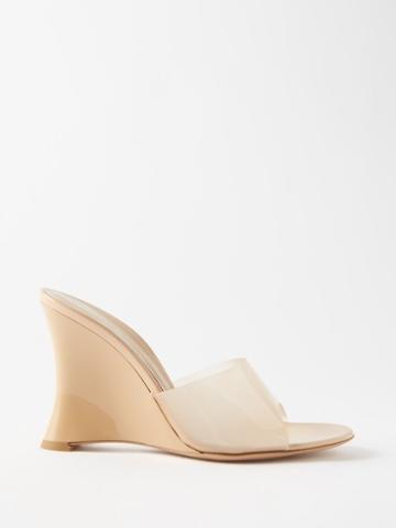 Gianvito Rossi - 95 Tpu And Patent-leather Wedge Mules - Womens - Light Pink
