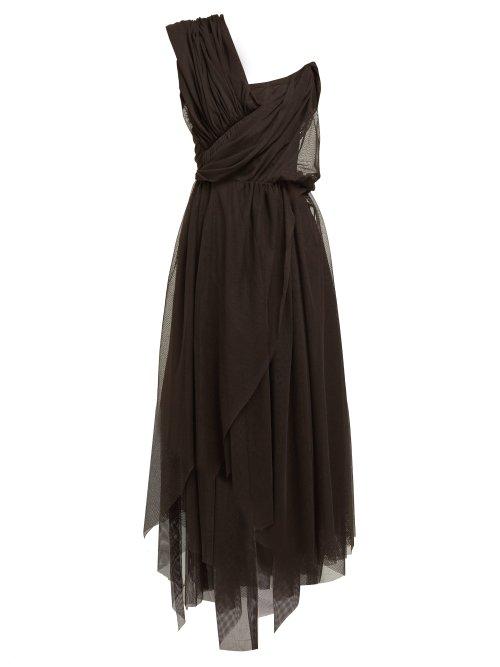 Matchesfashion.com Vivienne Westwood - Storm In A Teacup Gathered Cotton Tulle Dress - Womens - Black Multi