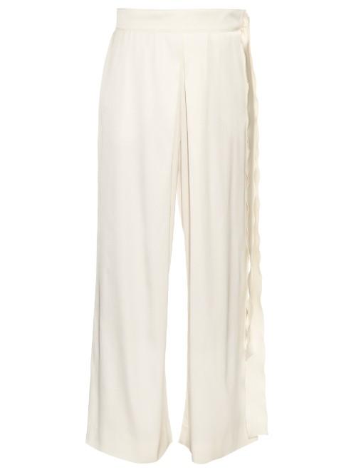 Maison Rabih Kayrouz Belted Wide-leg Silk-blend Satin Trousers