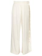 Maison Rabih Kayrouz Belted Wide-leg Silk-blend Satin Trousers