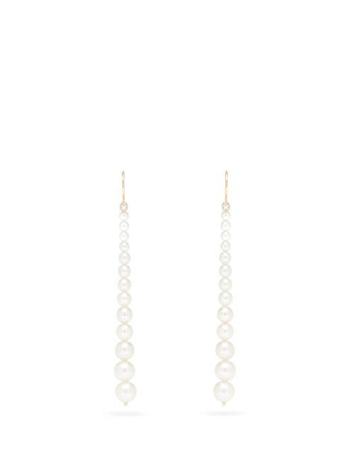 Matchesfashion.com Mizuki - Short Diamond, Pearl & 14kt Gold Drop Earrings - Womens - Pearl