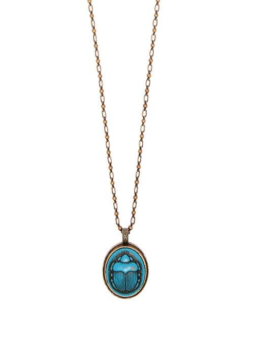 Matchesfashion.com Gucci - Scarab Cameo Pendant Necklace - Mens - Blue