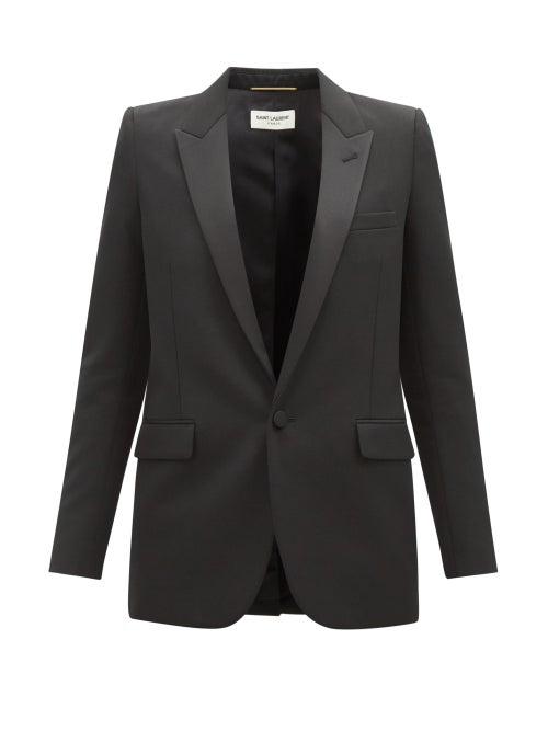 Saint Laurent - Single-breasted Grain De Poudre Tuxedo Jacket - Womens - Black