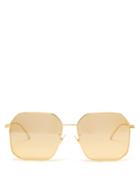 Matchesfashion.com Bottega Veneta - Angular Aviator Metal Sunglasses - Mens - Brown Gold