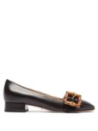 Gucci - Bamboo-buckle Leather Flats - Womens - Black