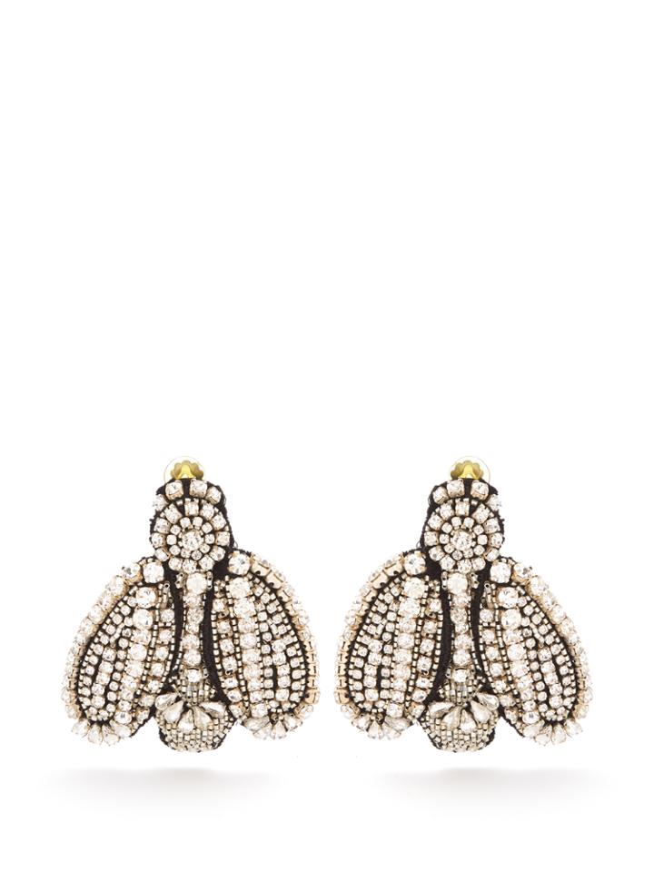 Rochas Crystal-bee Clip-on Earrings