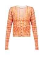 Matchesfashion.com Altuzarra - Natalia Gingham Silk And Cotton Blend Cardigan - Womens - Orange Multi