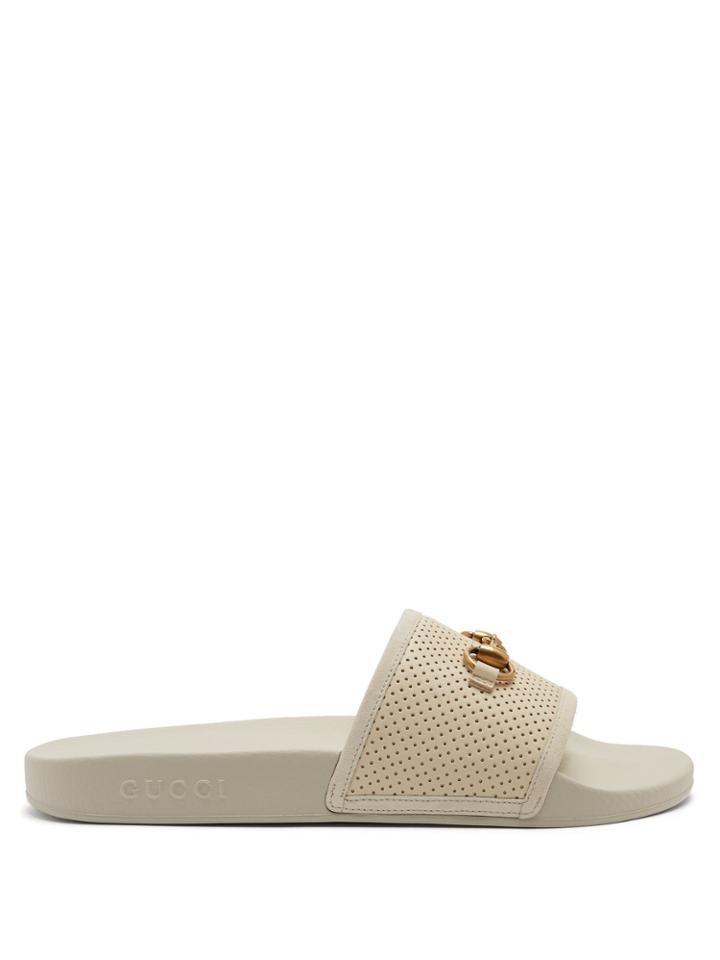 Gucci Horsebit Perforated-leather Slides