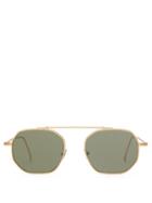 Matchesfashion.com L.g.r Sunglasses - Nomad Aviator Metal Sunglasses - Mens - Green Gold