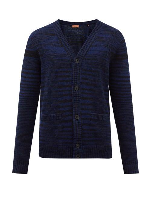 Missoni - Space-dyed Stripe Wool Cardigan - Mens - Blue Multi