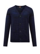 Missoni - Space-dyed Stripe Wool Cardigan - Mens - Blue Multi