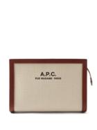 A.p.c. - Camille Leather-trimmed Canvas Pouch - Womens - Tan White
