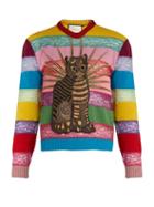 Matchesfashion.com Gucci - Cat Appliqu Panelled Lace And Wool Sweater - Womens - Multi
