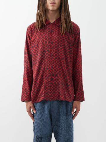 By Walid - Pita Odette-print Twill Shirt - Mens - Red Black