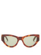 Saint Laurent - Ysl-monogram Cat-eye Acetate Sunglasses - Womens - Brown