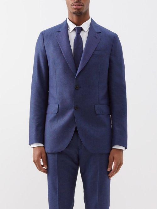Paul Smith - Single-breasted Wool Suit Jacket - Mens - Blue