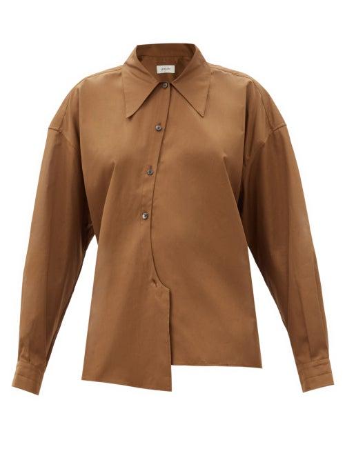 Matchesfashion.com Lemaire - Asymmetric Cotton-poplin Shirt - Womens - Brown