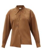 Matchesfashion.com Lemaire - Asymmetric Cotton-poplin Shirt - Womens - Brown
