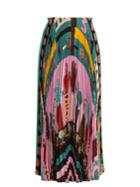 Valentino Counting 6-print Pleated Silk Skirt