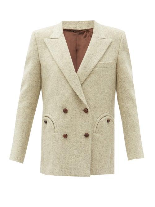 Matchesfashion.com Blaz Milano - Solandge Ice Double-breasted Wool Blazer - Womens - Light Grey