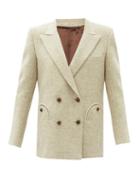 Matchesfashion.com Blaz Milano - Solandge Ice Double-breasted Wool Blazer - Womens - Light Grey