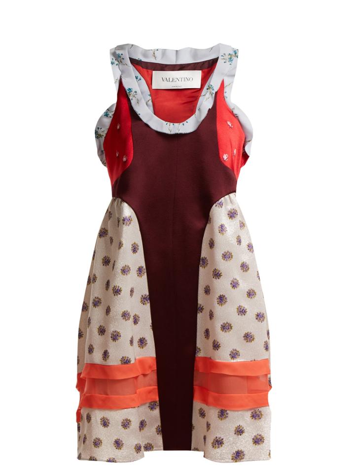 Valentino Floral-jacquard Panelled Dress