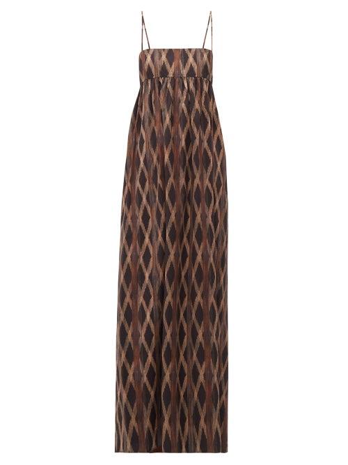Matchesfashion.com Raey - Empire Waist Aztec Print Cotton Maxi Dress - Womens - Black Print