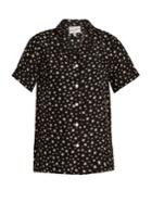 Hvn Alice Short-sleeved Star-print Silk Top