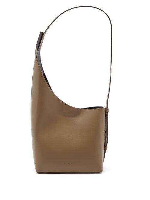 Aesther Ekme - Demi Lune Leather Bucket Bag - Womens - Dark Grey