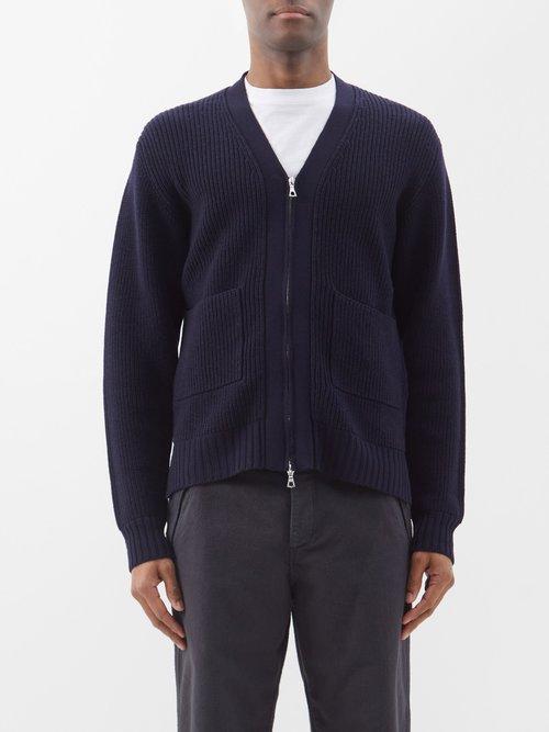 Officine Gnrale - Miles Zipped Merino-wool Cardigan - Mens - Navy