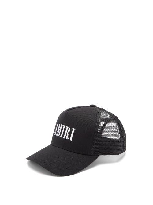 Mens Accessories Amiri - Logo-embroidered Cotton-canvas Trucker Cap - Mens - Black
