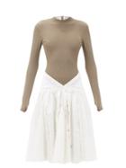 Matchesfashion.com Marine Serre - Psychedelic Moon-print Jersey Unitard Dress - Womens - White Multi