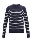 Matchesfashion.com Polo Ralph Lauren - Striped Logo-embroidered Cotton-jersey Sweater - Mens - Navy White