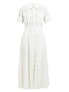 Matchesfashion.com Mara Hoffman - Lorelei Seersucker Linen Blend Dress - Womens - White