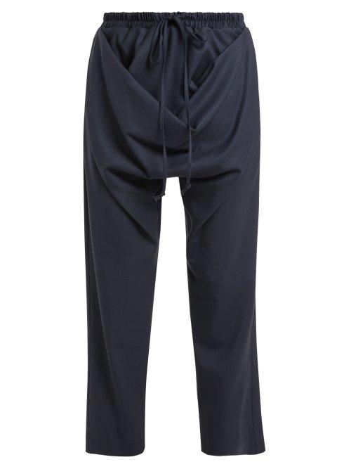 Matchesfashion.com Vivienne Westwood - Serge Tilke Draped Front Wool Trousers - Womens - Blue