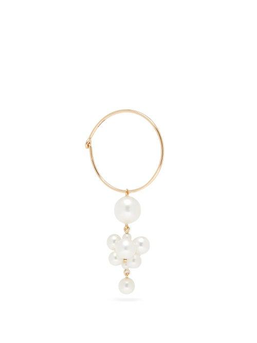 Matchesfashion.com Sophie Bille Brahe - Boticelli Pearl & 14kt Gold Hoop Single Earring - Womens - Pearl
